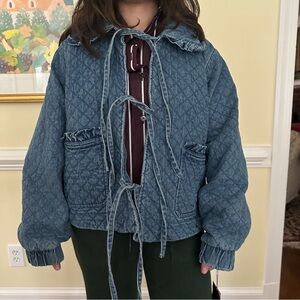 Quilted Anthropologie Denim Jacket